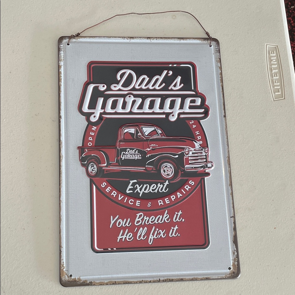 Dad's Garage Red and Black Wall Sign